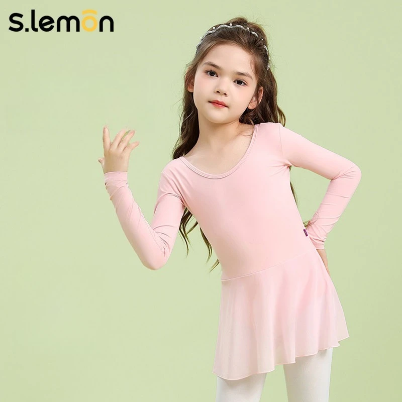 

Балетный купальник для девочек с длинными рукавами и сетчатой юбкой – цельный танцевальный комбинезон для китайских танцев, гимнастики и выступлений на экзаменах