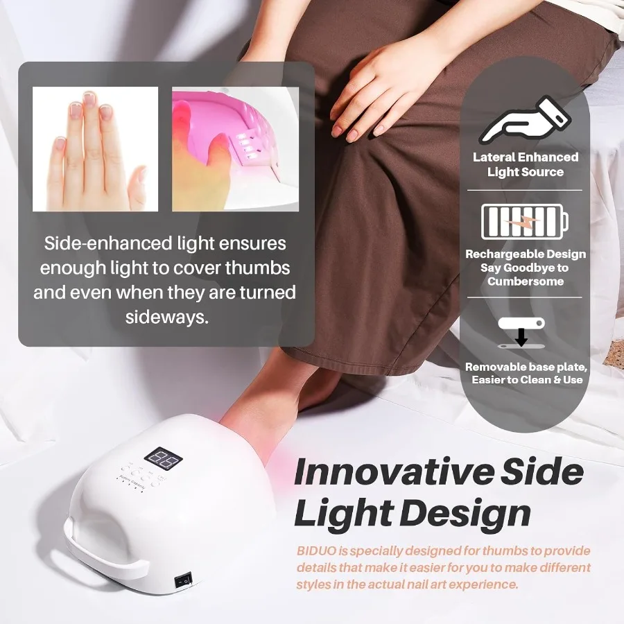 업그레이드된 전문가용 충전식 UV LED 네일 램프 (4가지 타이머 설정 및 긴 배터리 수명, 빠른 건조 및 전기 도금 기능 포함)