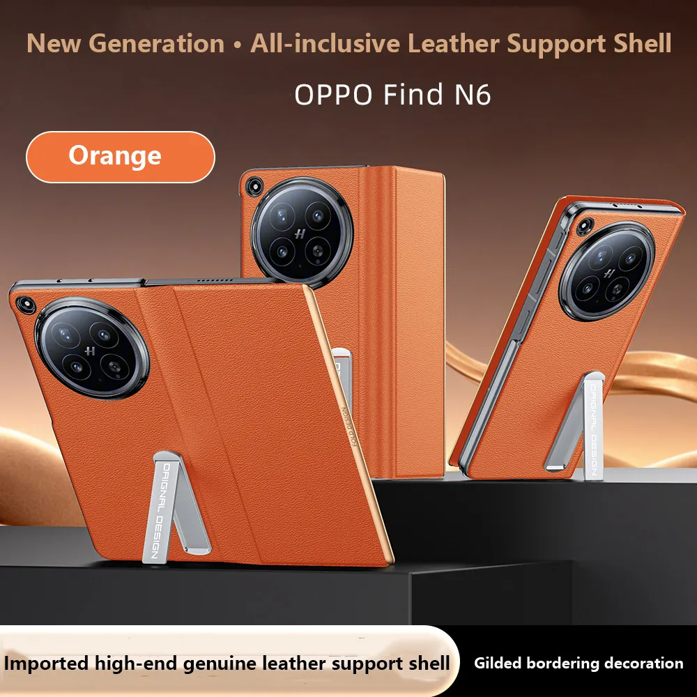 Luxuriöse Leder-Flip-Handyhülle für OPPO Find N6 FindN6 5G All-Inclusive Hardware Kickstand Stand Schutzhülle im Buchformat