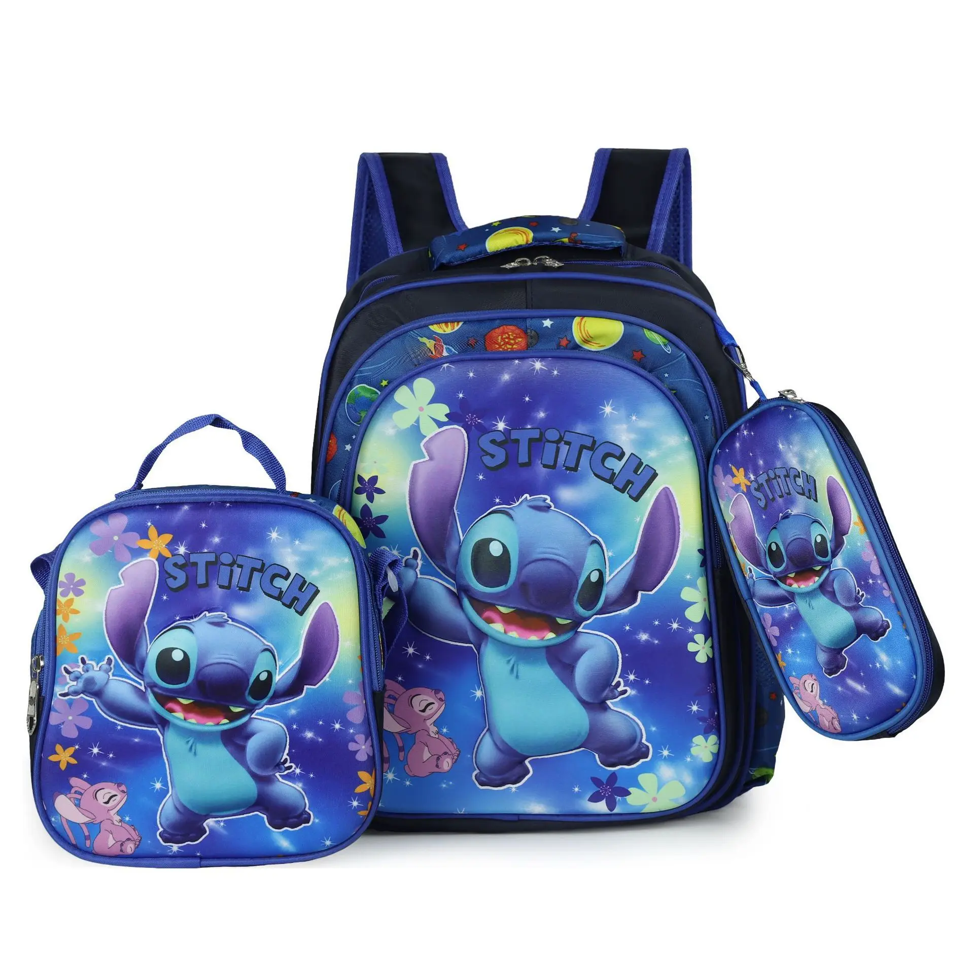 

Disney Frozen Elsa Three-Piece Schoolbag Student 16-inch big Capacity Backpack Lunch Box Bag Pencil Bag 3D Hard Shell Schoolbag