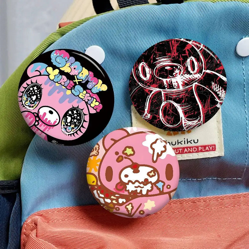 Cartoon G-gloomy Bear Round Button Pins Slogan Creative Brooches Backpack Clothes Decoration Fashion Cartoon Jewelry Gifts