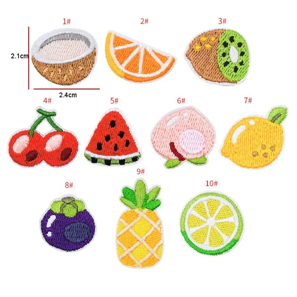 10PCS Clothing Accesories Cartoon Fruit Embroidered Patch Cute DIY Clothing Patch Mini Self-adhesive Clothes Appliques