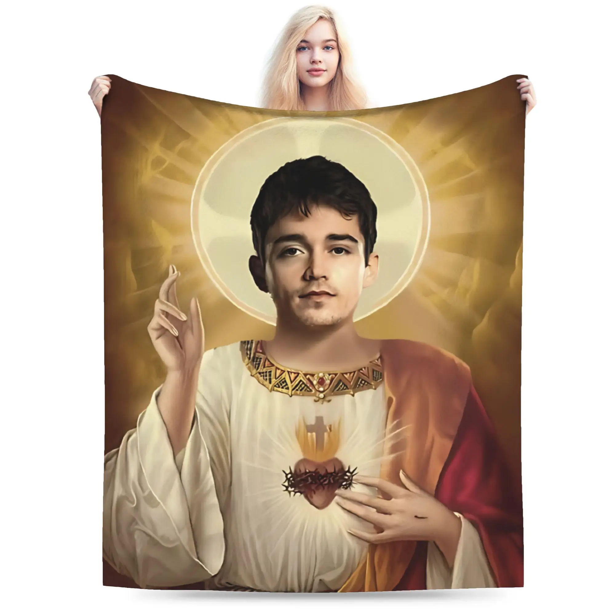 C-Charles L-Leclerc Jesus Blankets Coral Fleece Plush Summer Air Conditioning  Thin Throw Blanket for Bedding Car Bedding Throws