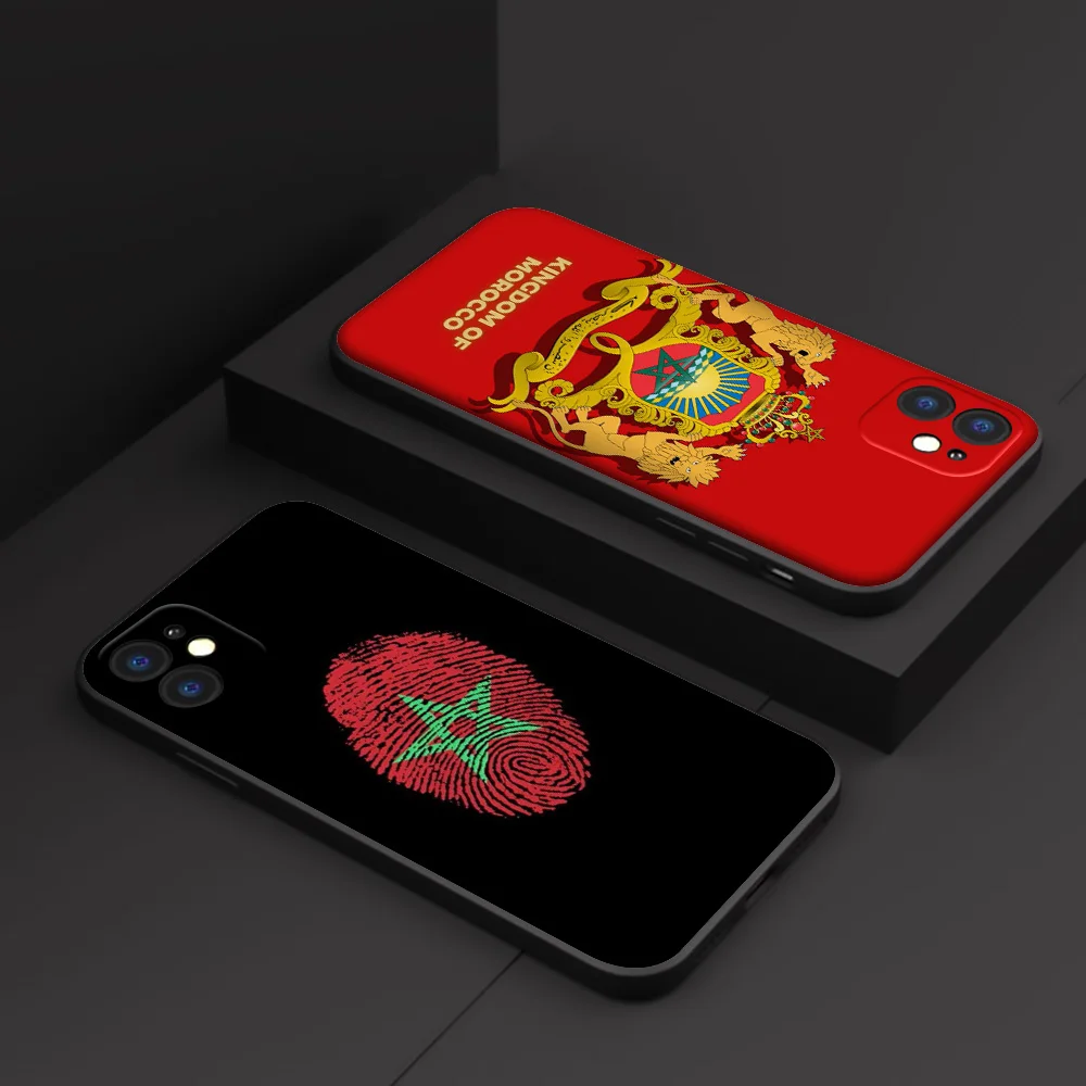 SK120 Morocco Flag Passport Art Phone Soft Case for iPhone 16 15 14 13 7 8 Pro Max Mini Plus