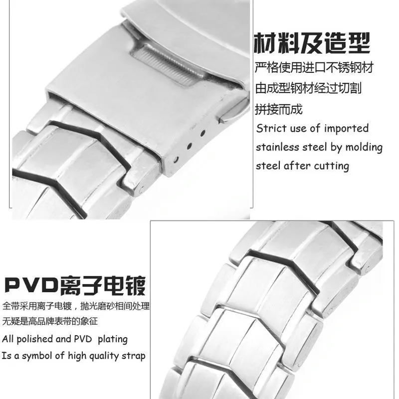 New Silver 22MM Solid Stainless Steel Strap Fit For Casio 524 EF-524D-7A EF-524SP-1A 5051