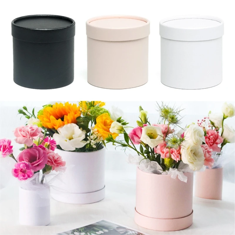 Gift Box with Lids for Present Cardboard Flower Gift Boxes Cylindrical Packaging Floral Paper Box Bucket Drop shipping