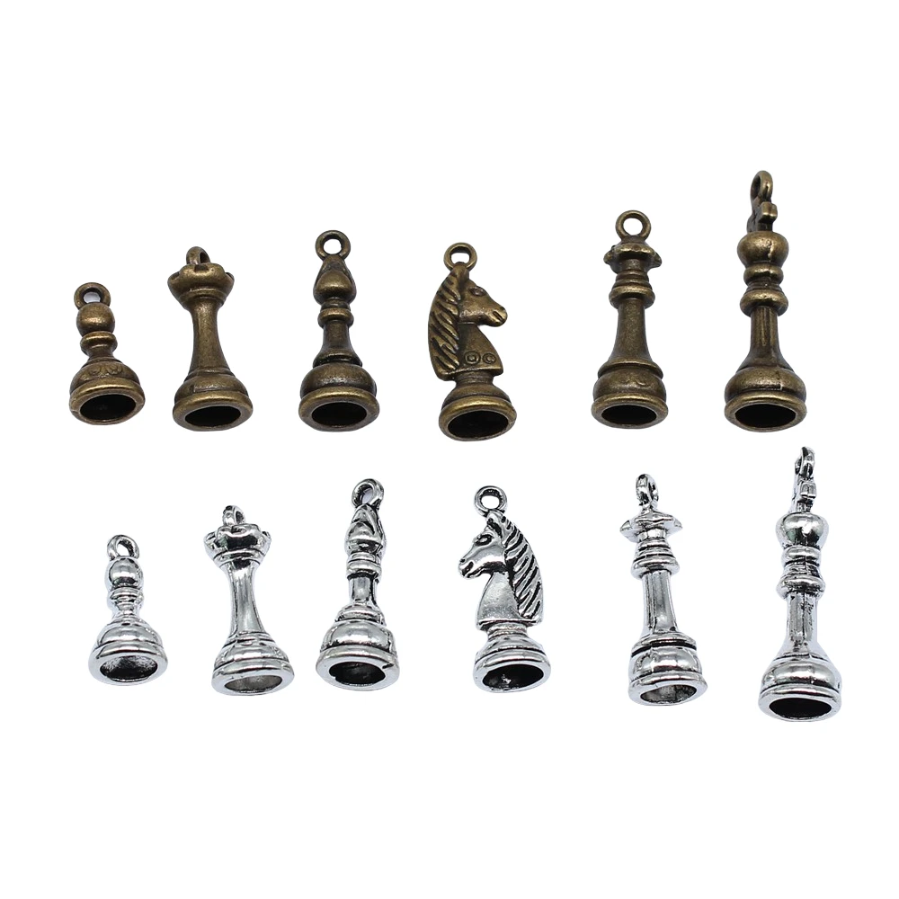 12pcs Chess Charms For Jewelry Making Zinc Alloy Chess Pendant Charms For DIY Fashion Jewelry Charms Making