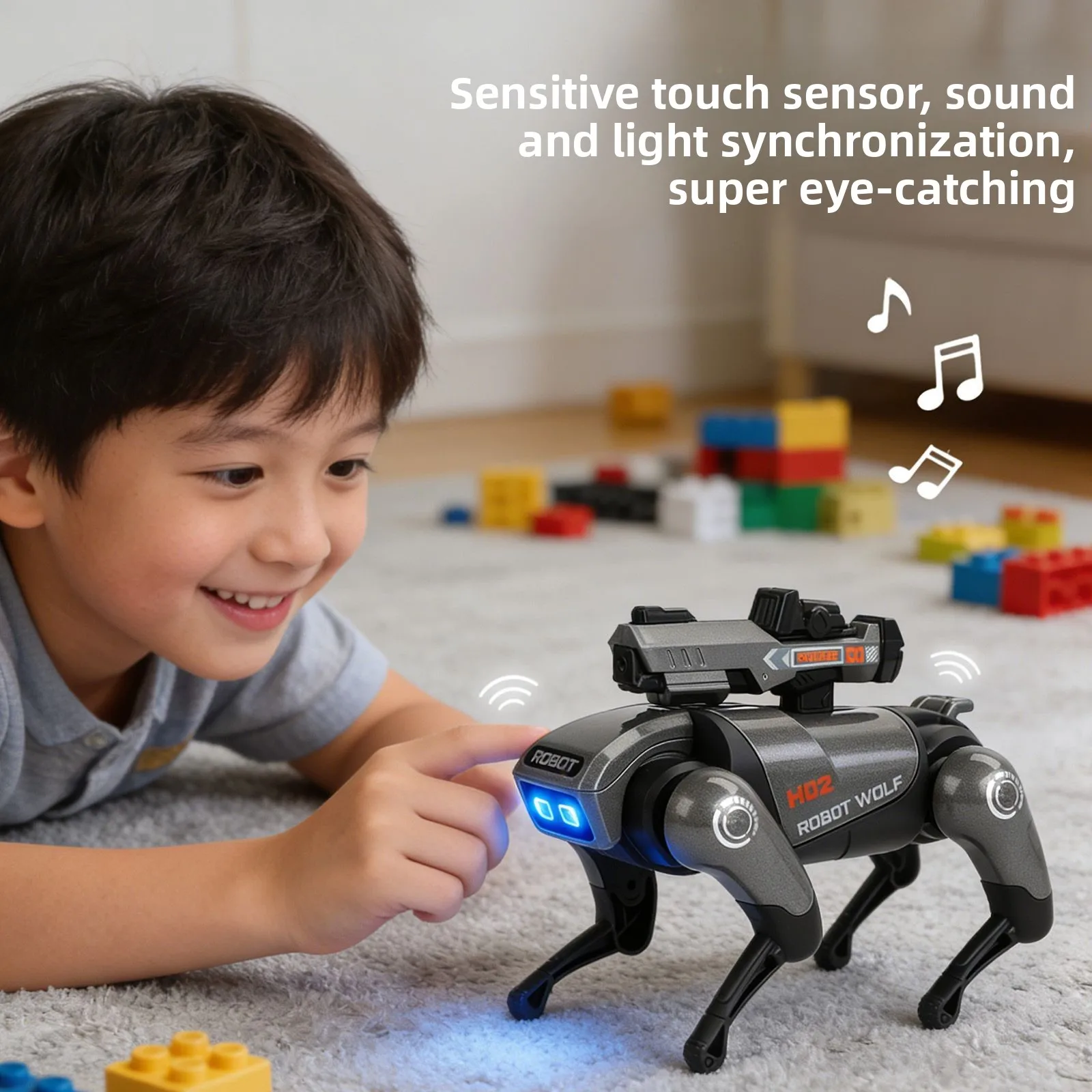 

Walking Machinery Wolf Technology Machine Simulation Alloy Touchable Sound and Light Sound Effects Walkable Toys Electronic Pets