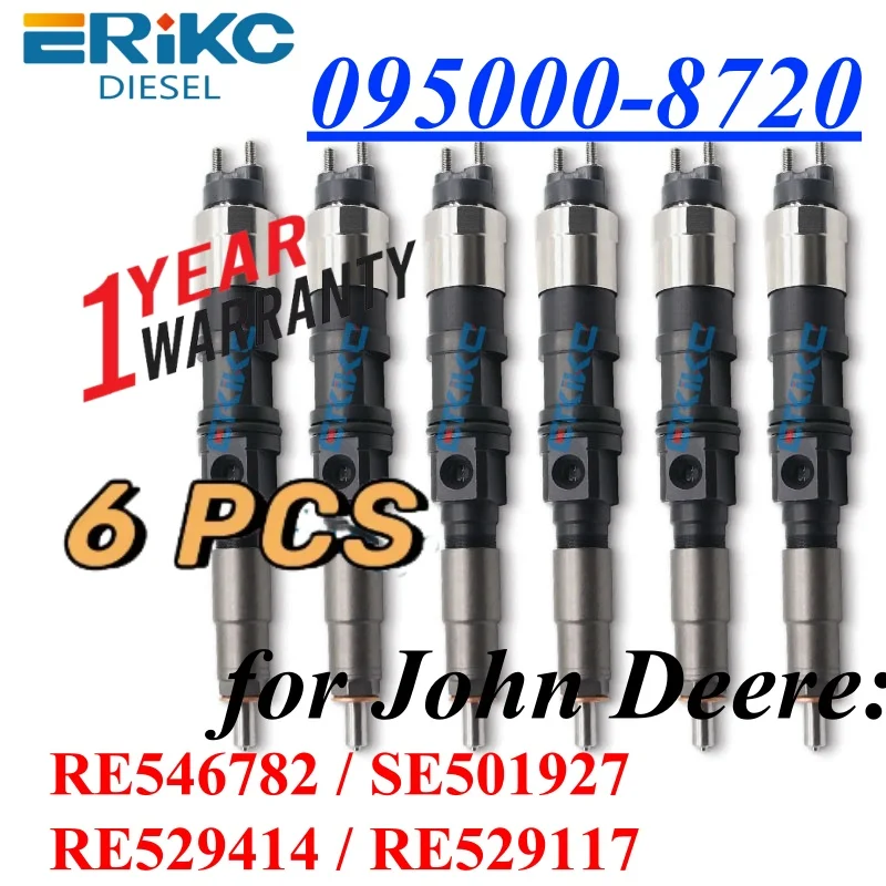 

6PCS 095000-8720 RE546782 Diesel Injector RE529414 RE529117 0950008721 Engine Part for John Deere