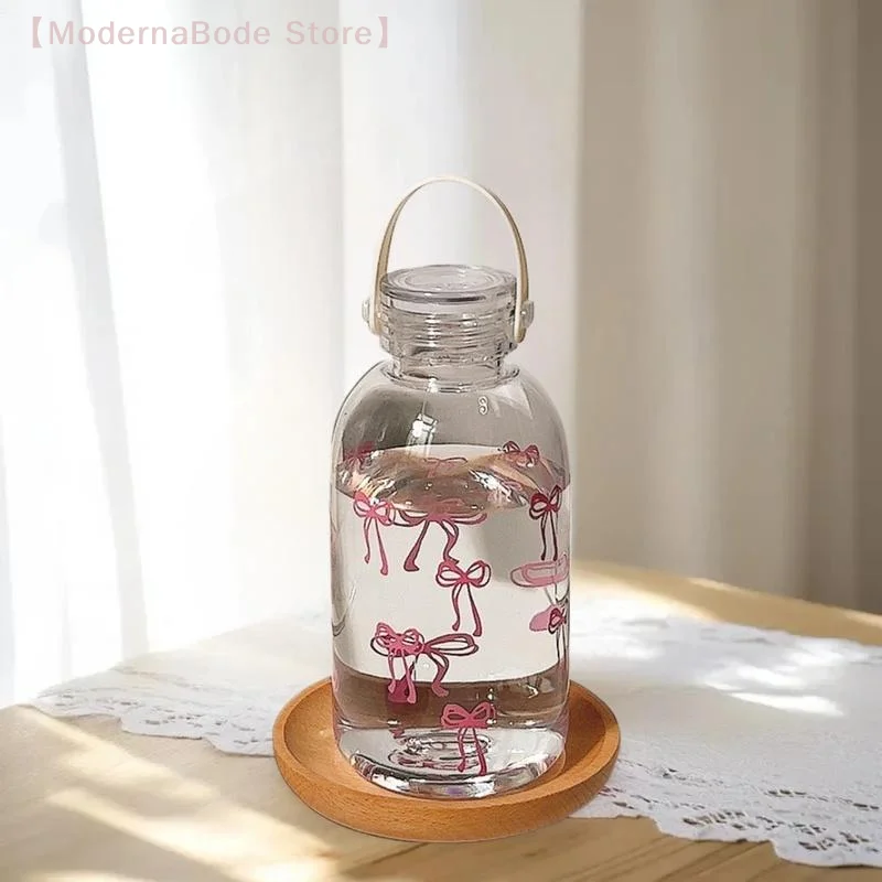 【M】زجاجة مياه بسيطة سعة 500 مل، كوب محمول جمالي للنساء، كوب بلاستيكي ذو سعة كبيرة لشاي القهوة في الهواء الطلق