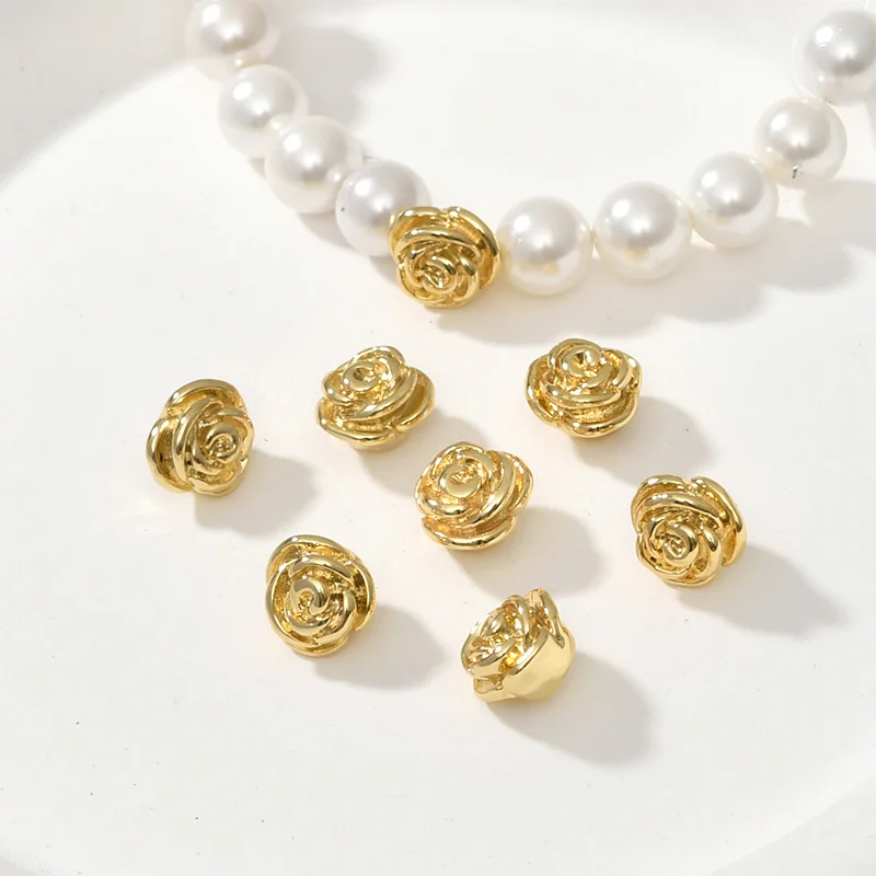 

Медные бусины с покрытием из 18-каратного золота, сохраняющие цвет, с прямым отверстием, для самостоятельного изготовления браслетов и ожерелий, с аксессуарами для бисероплетения