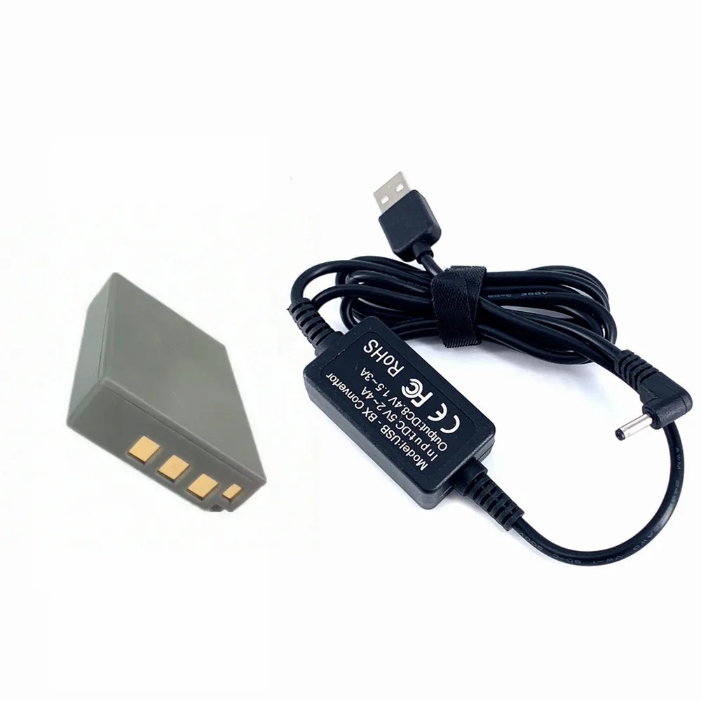 BLS-5 Dummy Battery + USB Adapter Charging Cable for Olympus E-P1 E-P2 E-P3 E-PL1 Cam Power Bank as PS-BLS5 BLS5 BLS-50 BLS1