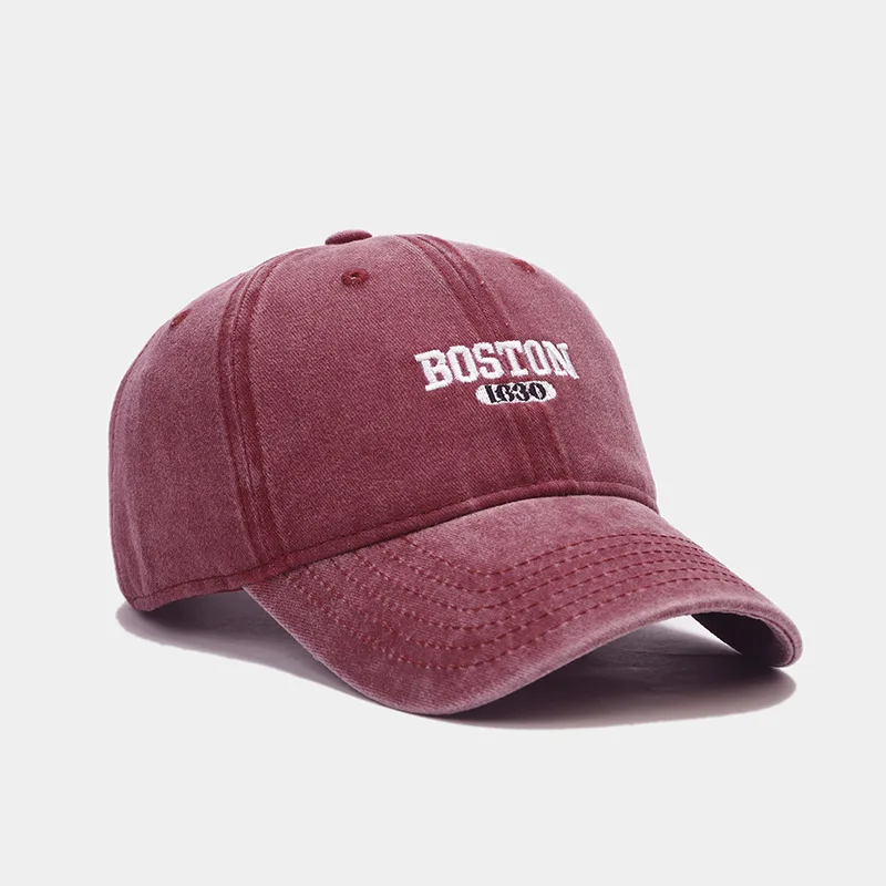 Fashion Men Women Washed Baseball Caps British Retro Style Streetwear Visor Hat BOSTON Letter Embroidery Adjustable Trucker Caps