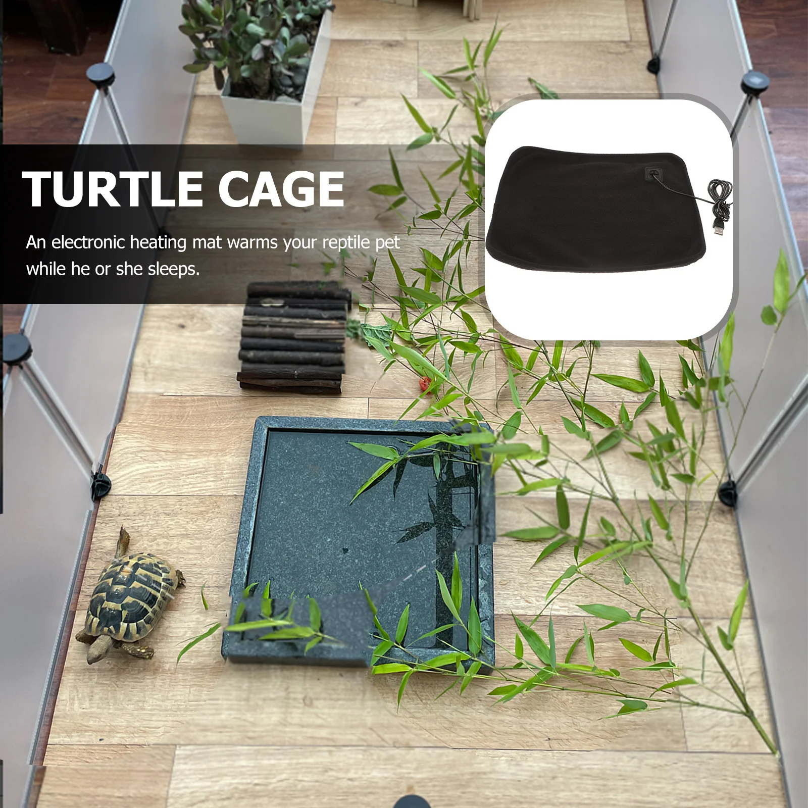 

USB Heating Mat Premium Reptile Heat Pad Anti-Bite Polyester Safe Adjustable Temperature Sensor Pets Warming Sleeping Pad