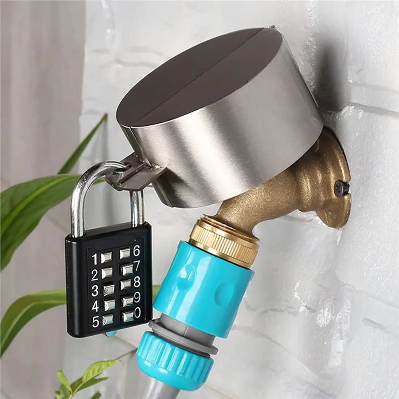 B23B Garden Faucet Security Lock Versatile Stainless Steel Construction For Outdoor Faucet Protection