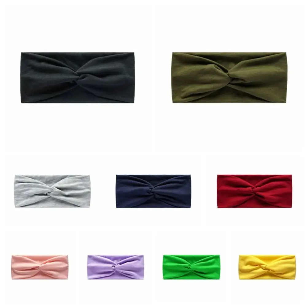 Bowknot Turbans Solid Color Yoga Headband Elastic Currency Cross Headband Charming Cotton Hair Band Make-up