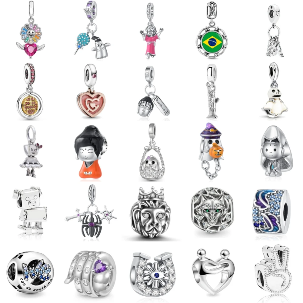 

Новый стерлингового серебра 925 пробы, Будда, волк, паук, подвеска ley 925, цепочка из бисера, подходит для оригинального браслета-подвески, женские украшения своими руками