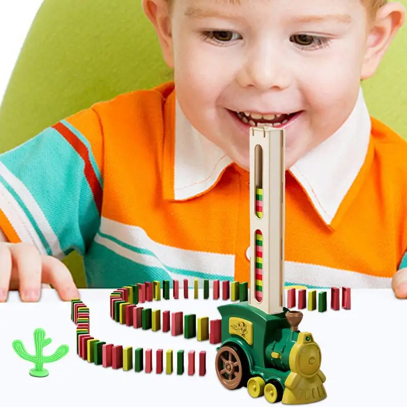 

Kids Domino Train Set Domino Train Blocks Set Funny Electric Domino Train Building And Stacking Toys For Children Boys Girls