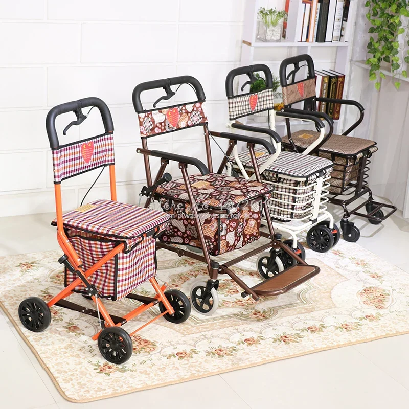 B Durable Old-age Shopping Cart Old Man Trolley Can Take A Folding Car Shop Climb Buy Food Help Travel Scooter