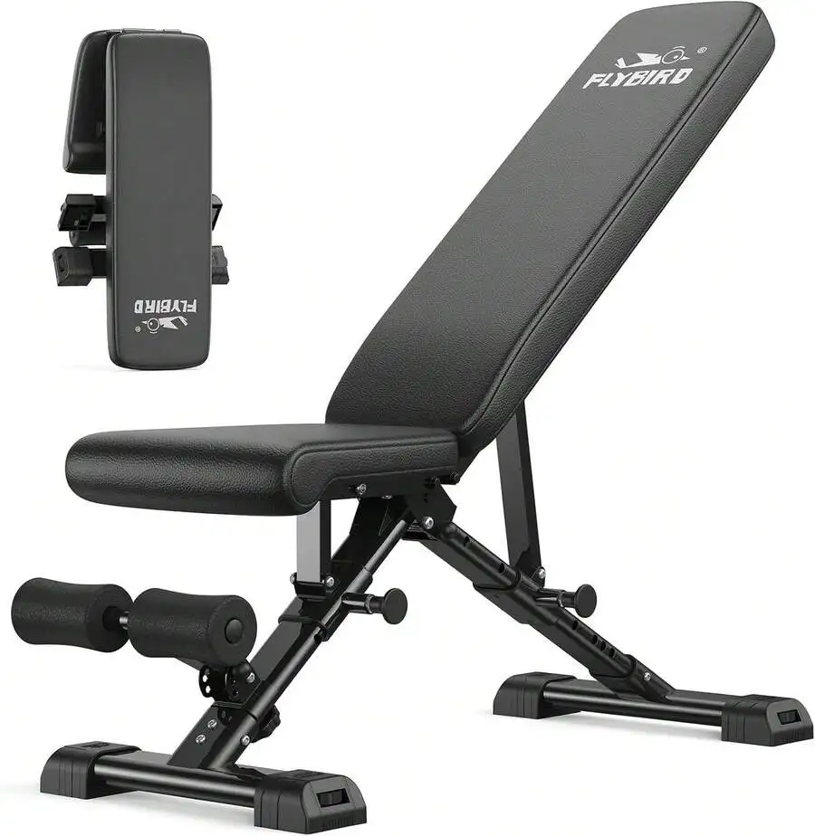 Adjustable Weight Bench For Home Gym, 800 Lbs Capacity Foldable Workout Bench, 90° To -30° FID Positions, 30' Extended Backrest