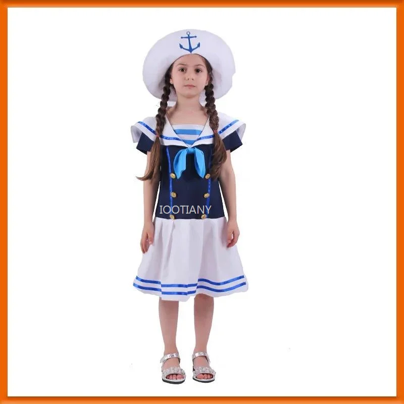 

Kids Navy Sailor Uniform Cosplay Costume Boys Girls School Chorus Stage Performance Clothing Children's Party Performance Outfit