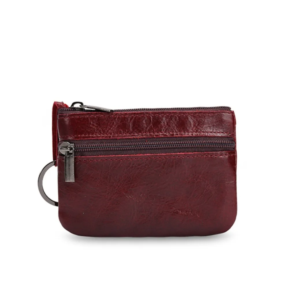 Retro Leather Mini Coin Purse Portable Handmade Zipper Small Wallet First Layer Cowhide Key Case Short Handbag