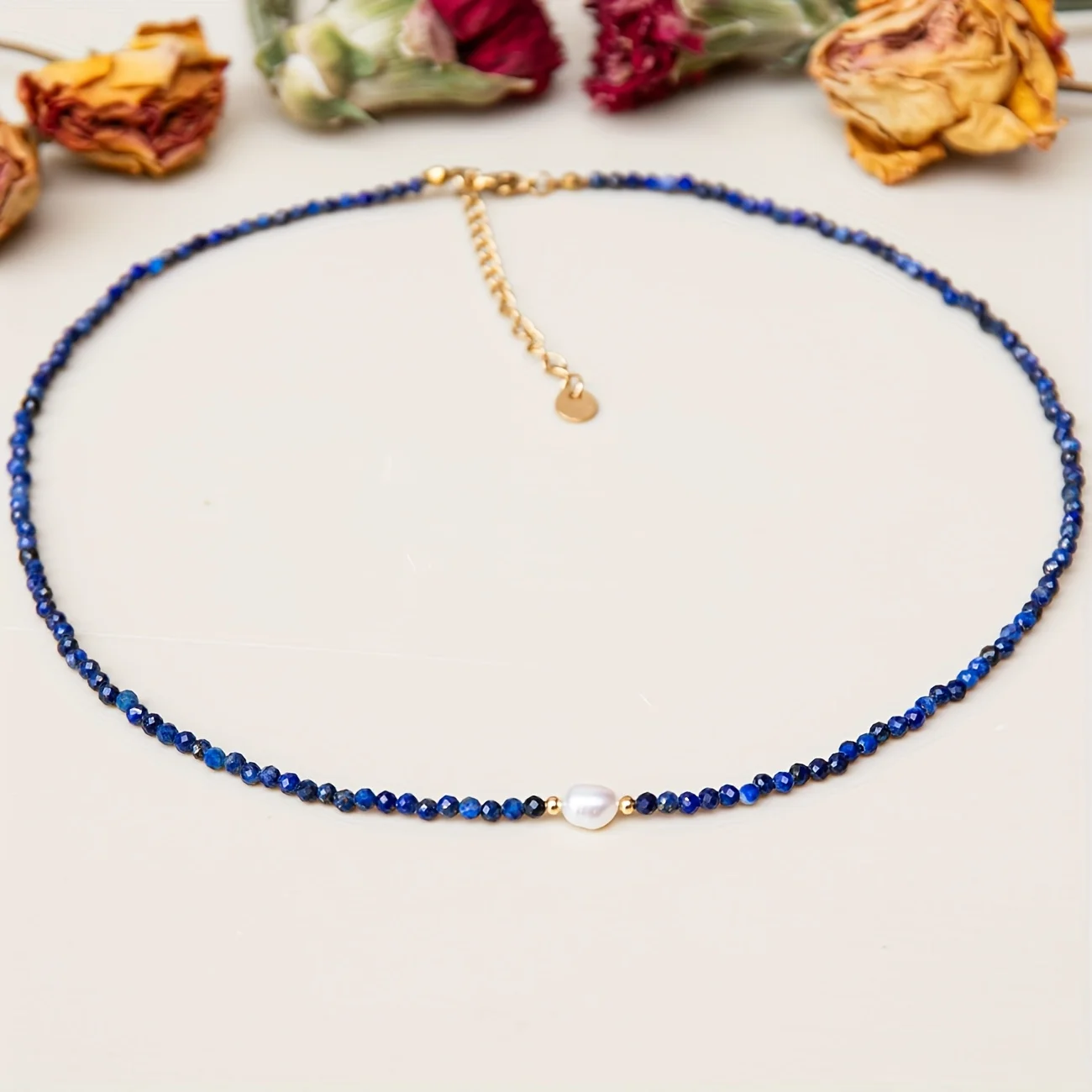 1 peça a pedra natural mais vendida 3mm lápis-lazúli facetado + colar com pingente de pérola como presente.