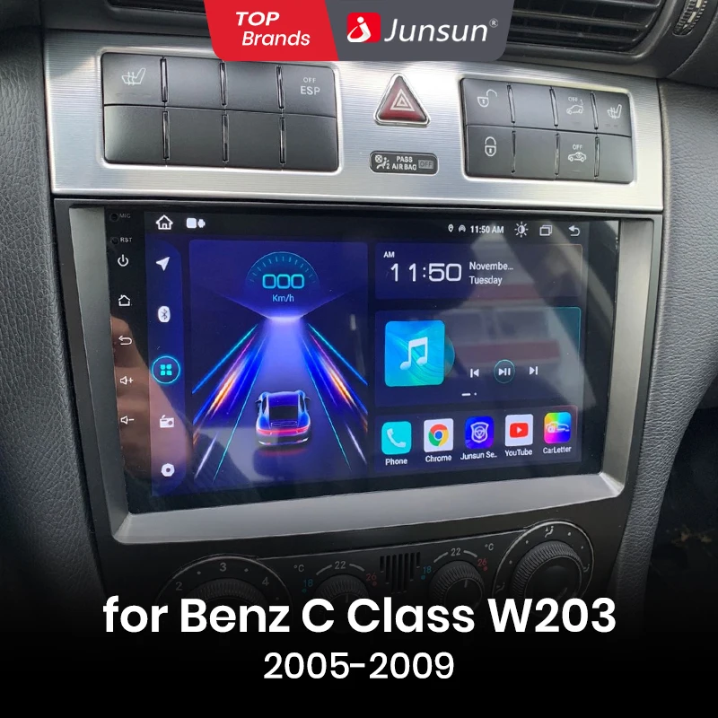 Junsun Android 13 Radio Car Radio Benz C-Class W203 2005 2006 2007-2009 Car Intelligent Systems for Apple Carplay GPS RDS Screen