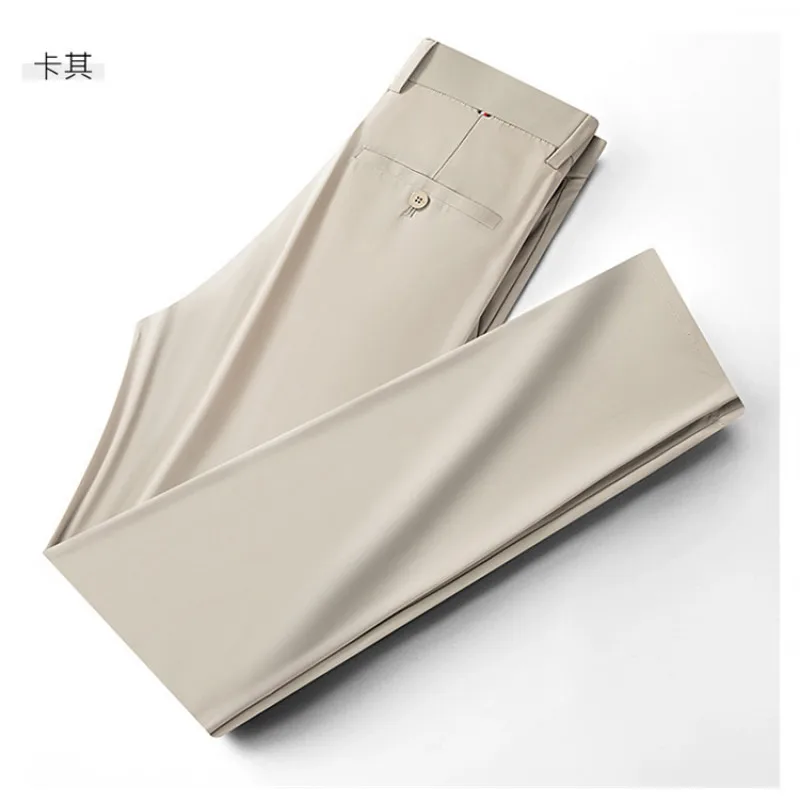 Men's summer three-proof fabric medium light luxury business comfortable elastic anti-wrinkle straight trousers