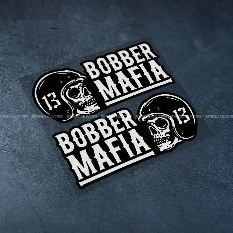 Retro Motorcycle Bobber Mafia Sticker Vintage Skull Helmet  Motobike Stickers ReflectiveVinyl Decals  For Scooter