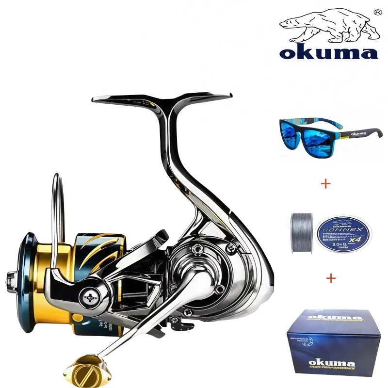 Carrete de Pesca de Agua Salada Okuma, Nuevo Modelo 1000-500, 9+1BB, Relación de Engranajes 5.1:1, Arrastre Máximo 10-20KG, Resistente al Agua