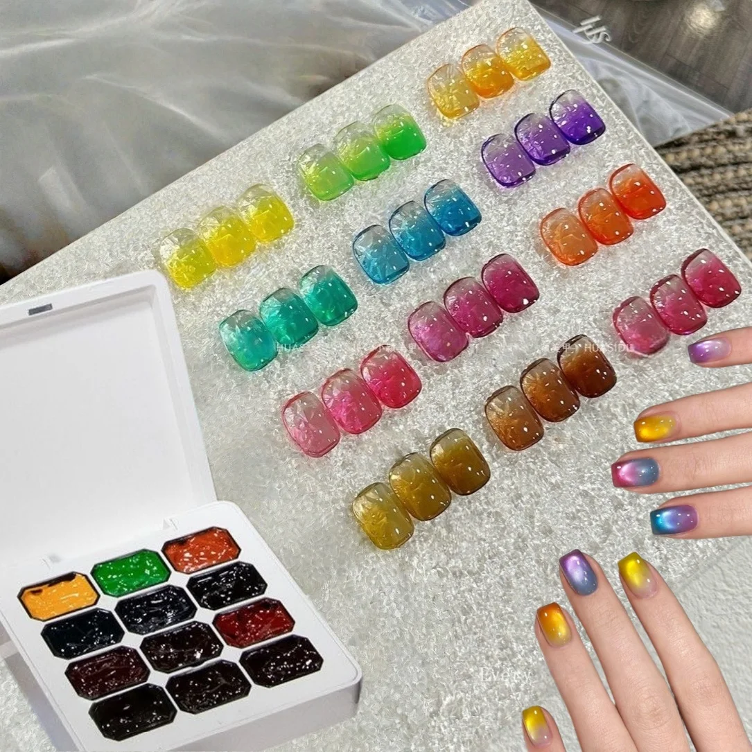 12-Color High Transparency Solid Nail Polish Adhesive, Dopamine Manicure Kit, High Saturation Shimmer, LED Manicure Perfect Gift gallery 1