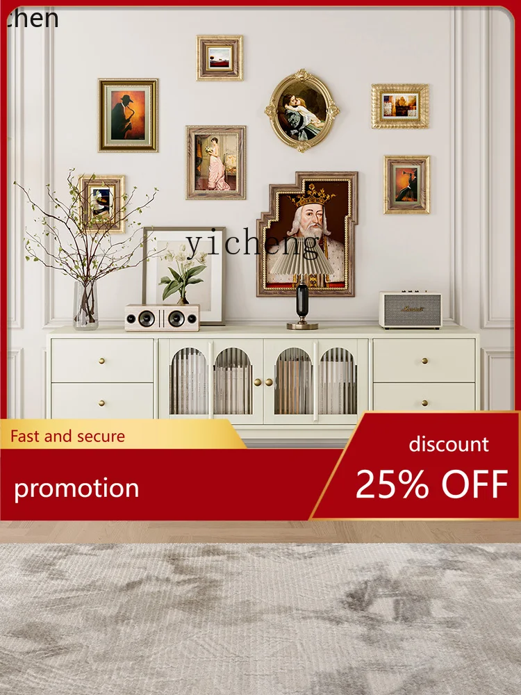 

YFY Solid Wood TV Cabinet and Tea Table Combination American Living Room Retro Furniture