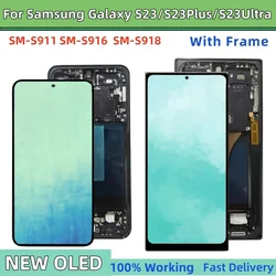 NEW OLED S23 5G S911 LCD for Samsung Galaxy S23 Ultra 5G S918B/U S23 Plus 5G S916B/U display with Frame Touch Screen Replacement