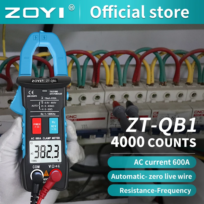 Imagem -02 - Alicate Amperímetro Digital Zoyi Zt5bq True Rms 6000 dc ac 100a 1ma Amperímetro Multímetro Voltímetro de Corrente de Carro Testador de Capacitância Temp hz