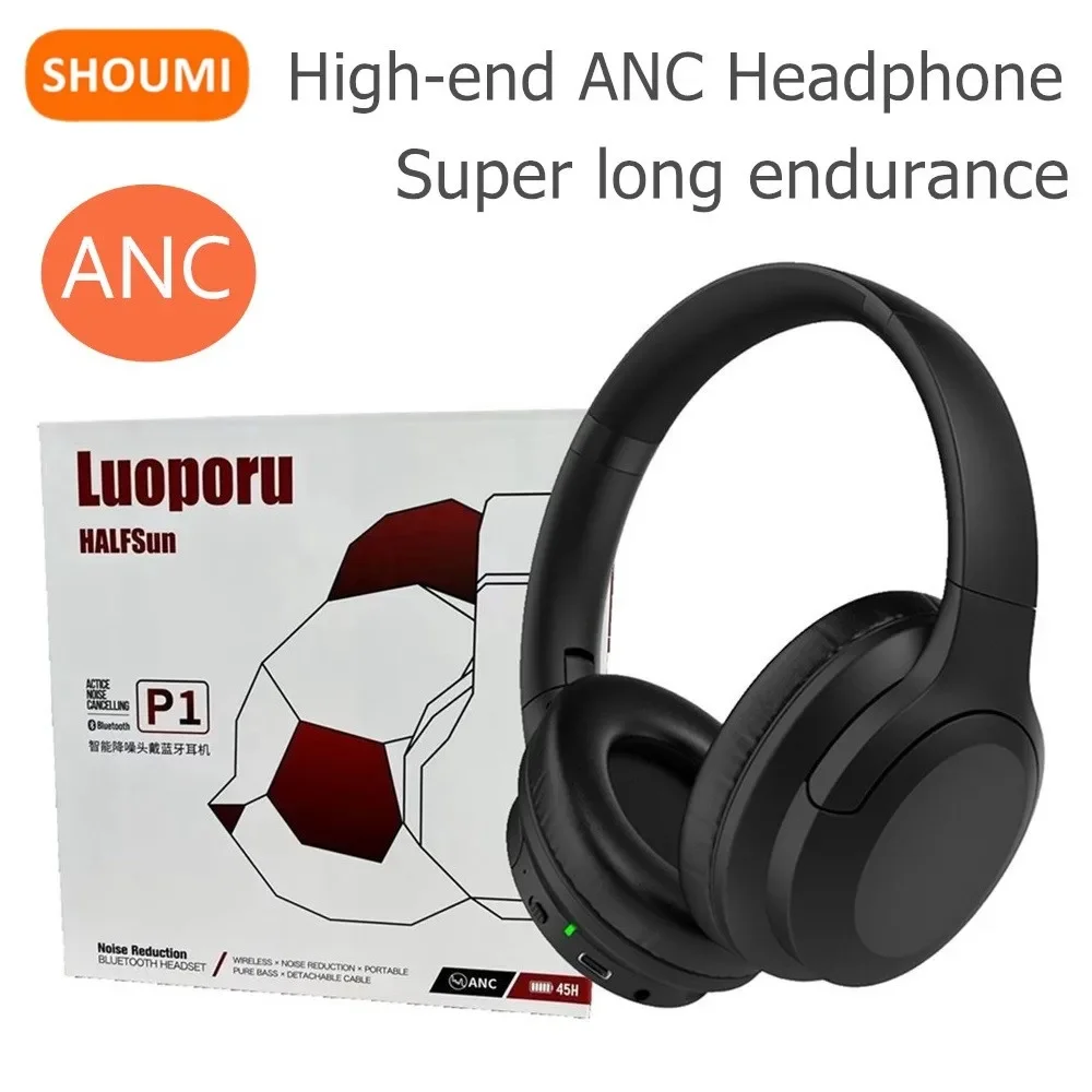 Shoumi P1 Bluetooth Headphones with Hybrid Active Noise Cancelling Wireless Headset with HD Microphone Hi-Res Sound 40H Playback