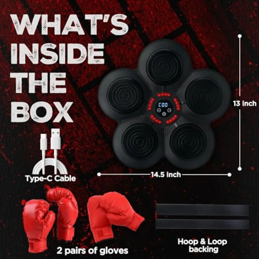 Music Boxing Machine Bluetooth Wall Punching Pad with LED Fun Training Equipment for Adults Home Boxing Wall Punching Pad with