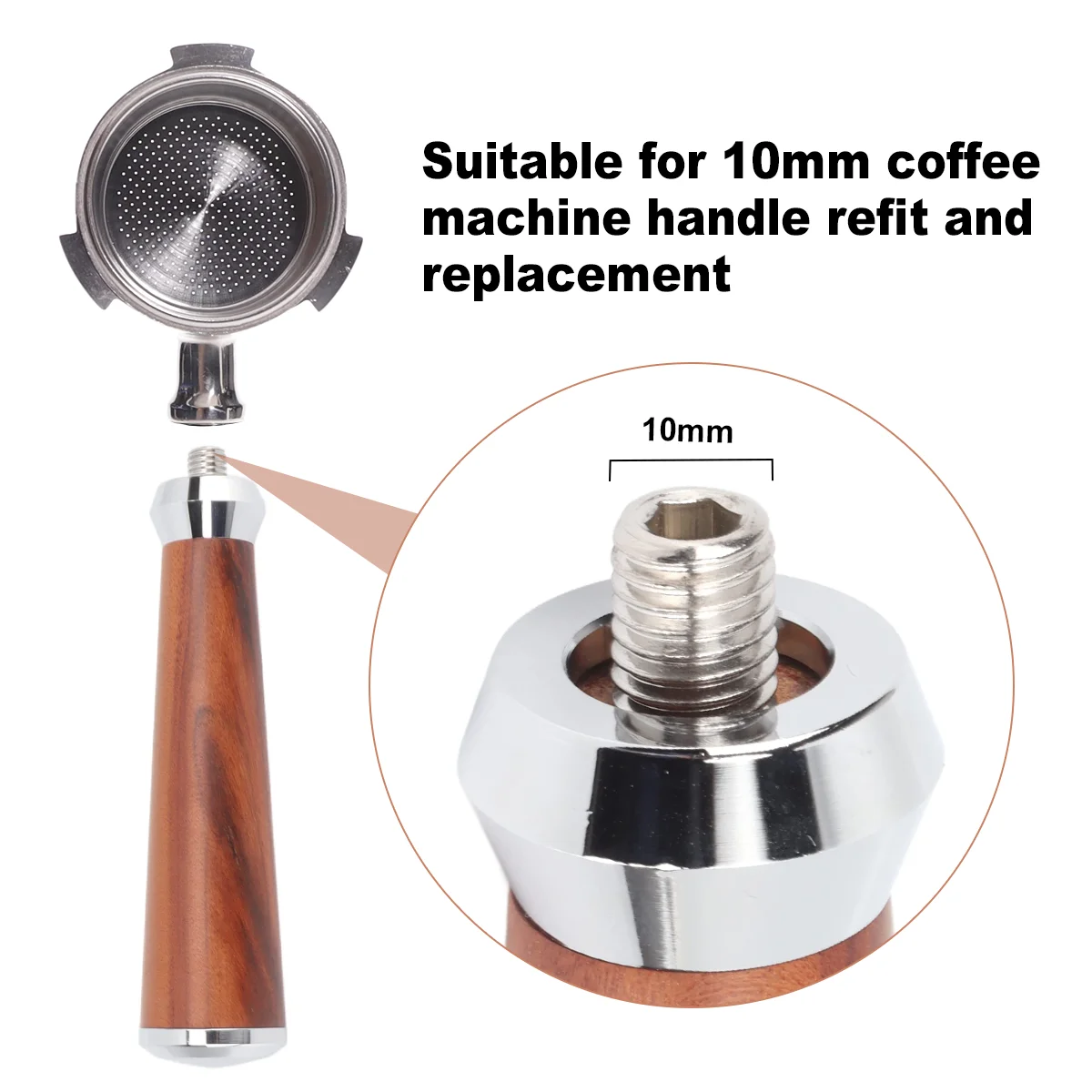 M10 Coffee Portafilter Handle Solid Wooden Handle For Filter Holder Revolving Handle Espresso Coffee Cafe Machine Accessories