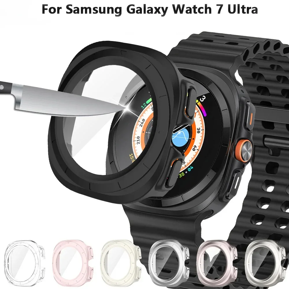 PC-Hülle für Samsung Galaxy Watch 7 Ultra 47 mm, gehärtetes Glas, kratzfest, Displayschutzfolie, Stoßstange, Schutzhülle, Zubehör