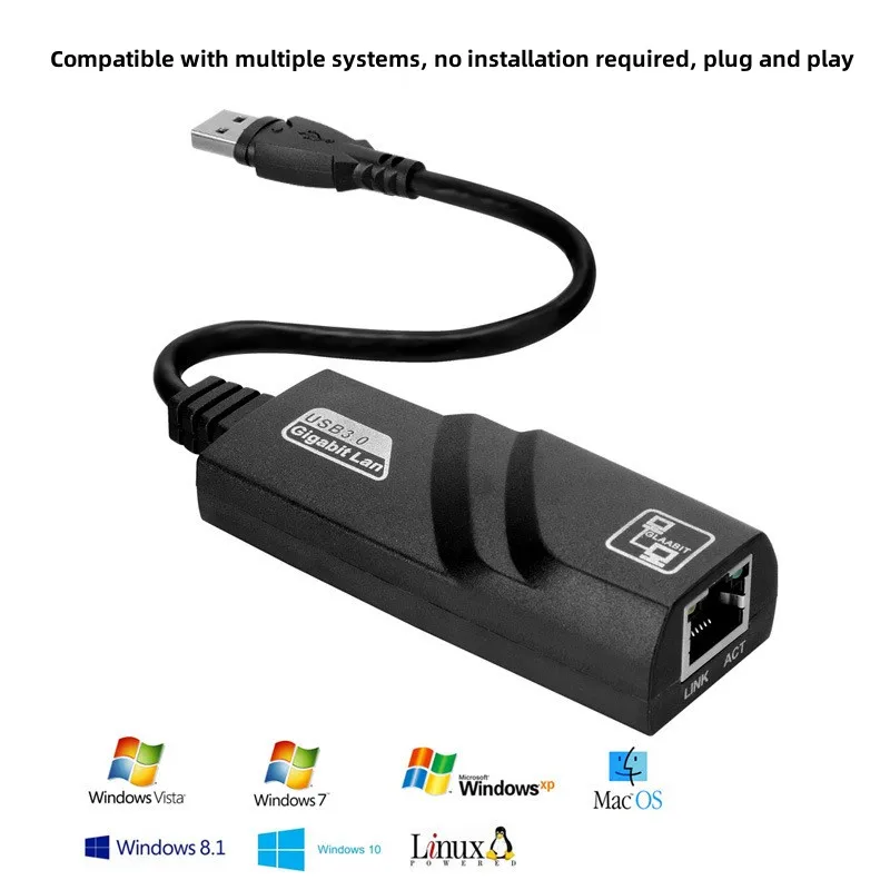 Adaptador Ethernet RTL8153, tarjeta de red para PC, Macbook, Windows y portátil, USB 1000 de 3,0 Mbps, cable USB 2,0, tipo C a Rj45 Lan