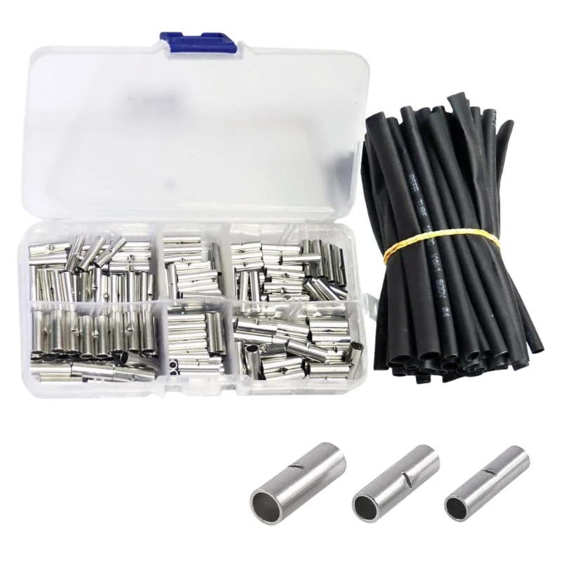 2024 New 200Pcs Electrician Wire Crimps Rings with 45pcs Heat Shrink Tubes for Safe Wiring