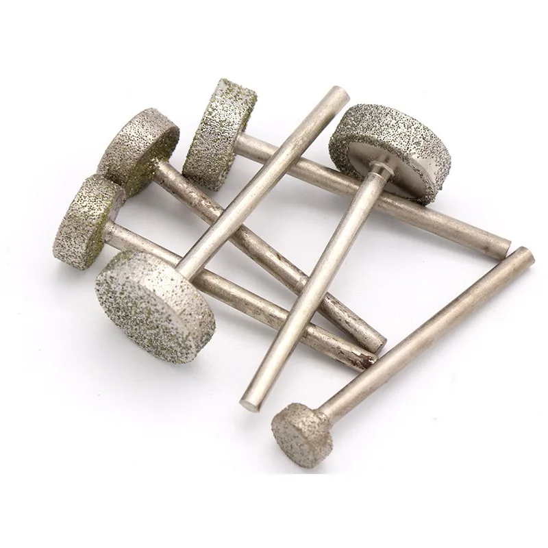 1/2/5/10/20pcs Flat Round Diamond Grinding Heads 10/14mm Handle Diameter 3mm For Use With Power Tools For Grinding And Polishing