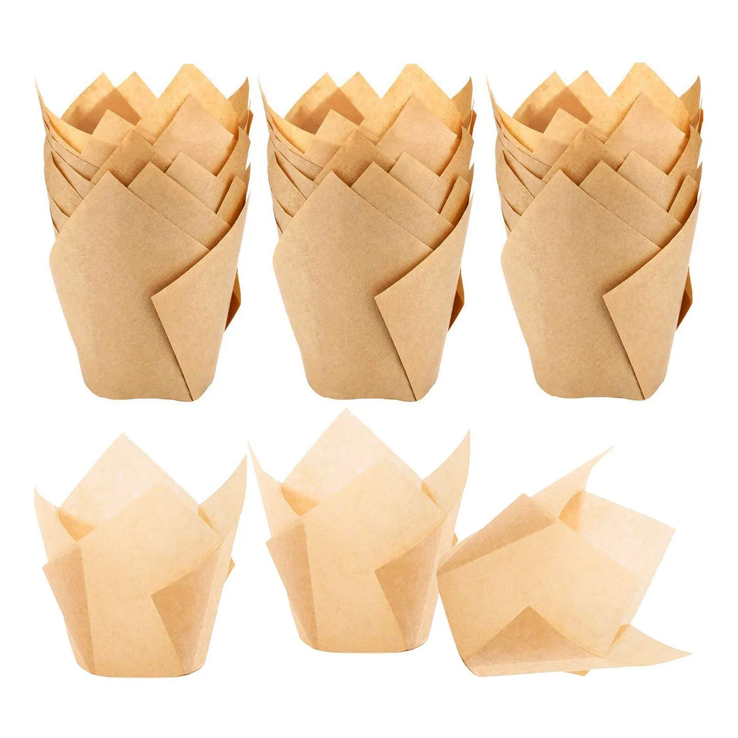 200 Pieces Tulip Cupcake Liner Baking Cups Paper Cupcake and Muffin Baking Cups for Weddings and Birthday