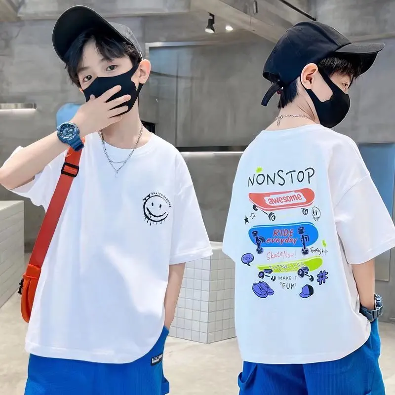 Boys Cartoon Short-sleeved T-shirt Children's Clothing Summer Children's Half-sleeved Top Baby Bottoming Shirt Korean Version