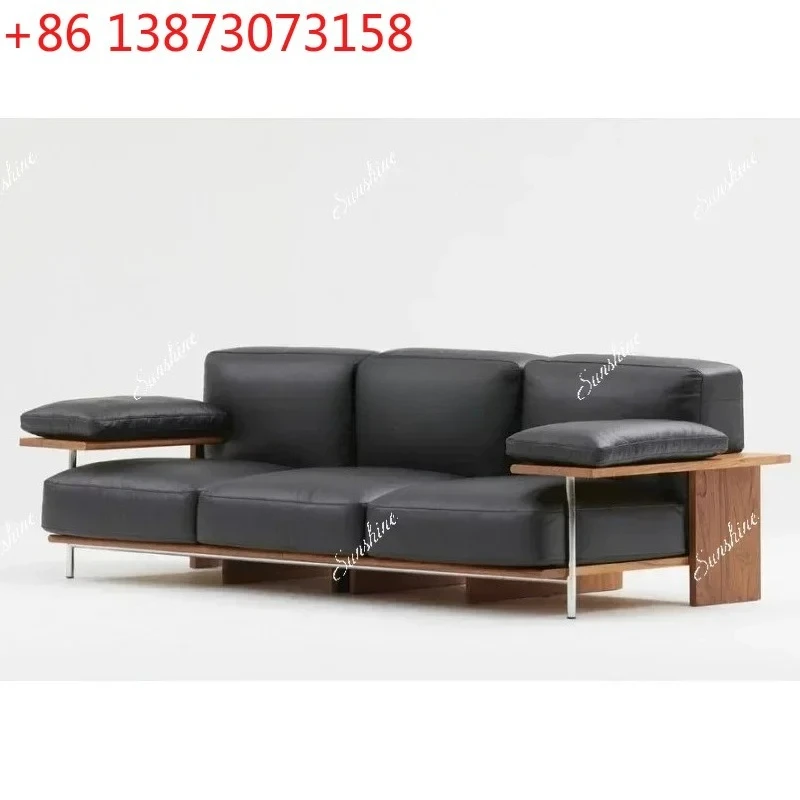 Italian retro solid wood sofa small apartment light luxury living room modern minimalist medium and ancient metal