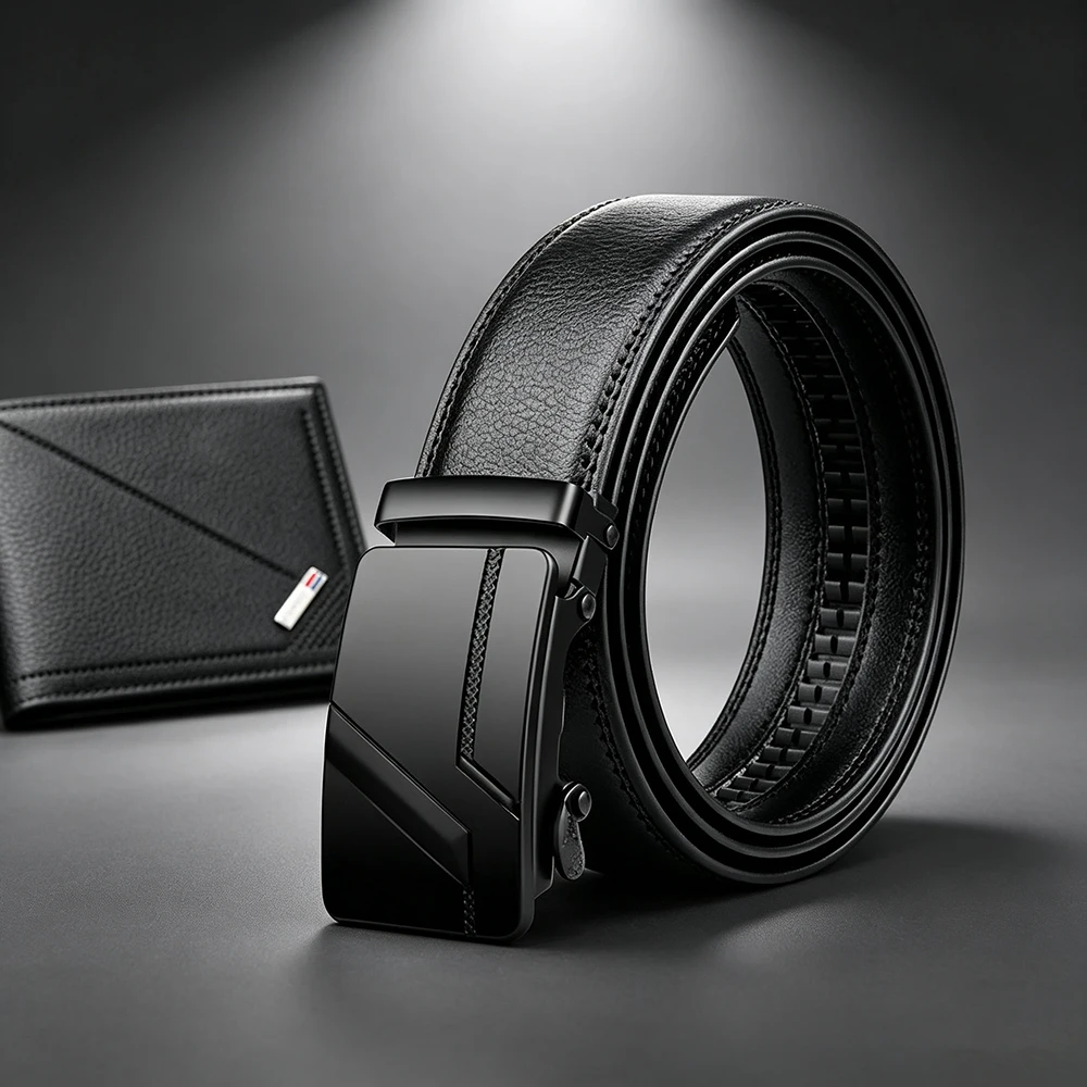 2pcs Men's Retro Belt Wallet Set Fashion Men's Business Automatic Buckle Belt High Quality Men's Birthday Holiday Gift Wholesale