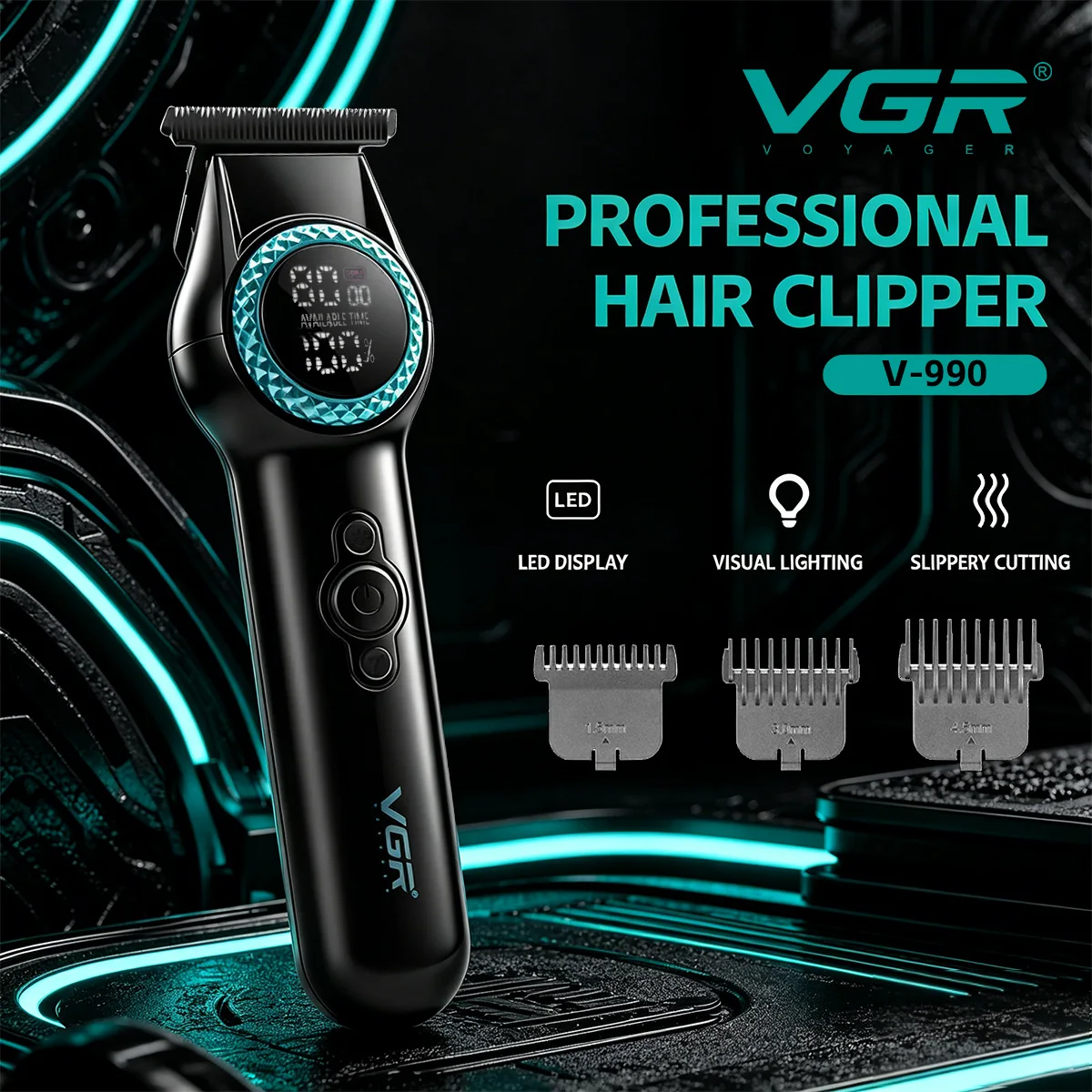Tondeuse à barbe professionnelle sans fil pour hommes V-990
