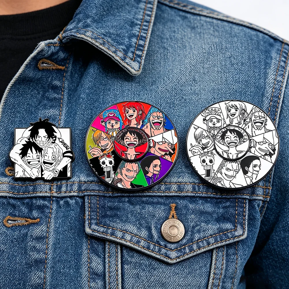Drehbare Strohhut-Crew-Anime-Emaille-Pins, Anstecknadel, Brosche, Abzeichen für Jeansrucksack, Sammlerstück, Schmuckgeschenk für Fans