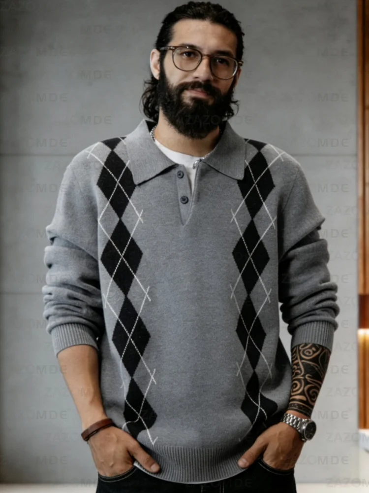 

ZAZOMDE 2025 Minimalist Lapel Sweater For Men Women Versatile Business Casual Top Simple Elegant Design For Daily Office Wear