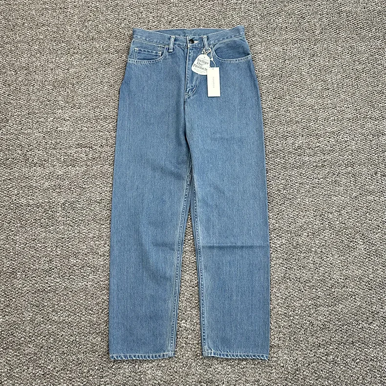 Nanamica 24aw Japan fashion Retro Straight Denim Trousers Bamboo Pattern Men and Women Casual Loose